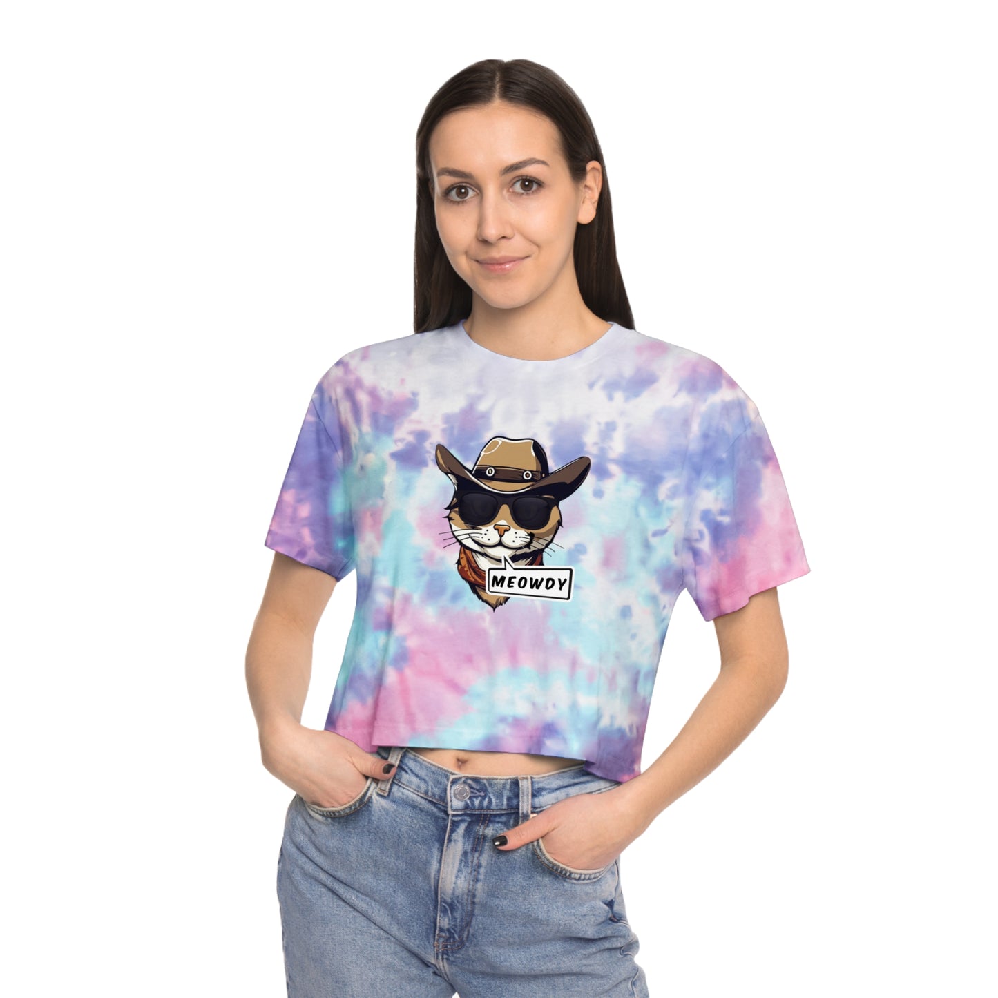 Cowboy Meowdy Tie-Dye Crop Tee