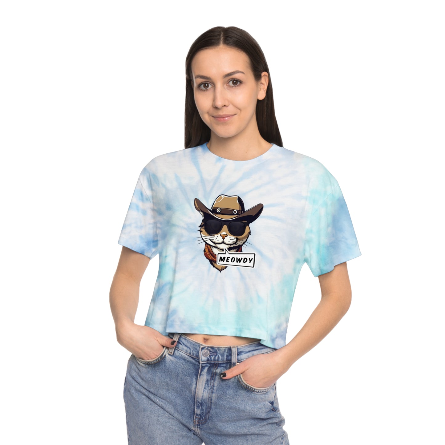 Cowboy Meowdy Tie-Dye Crop Tee