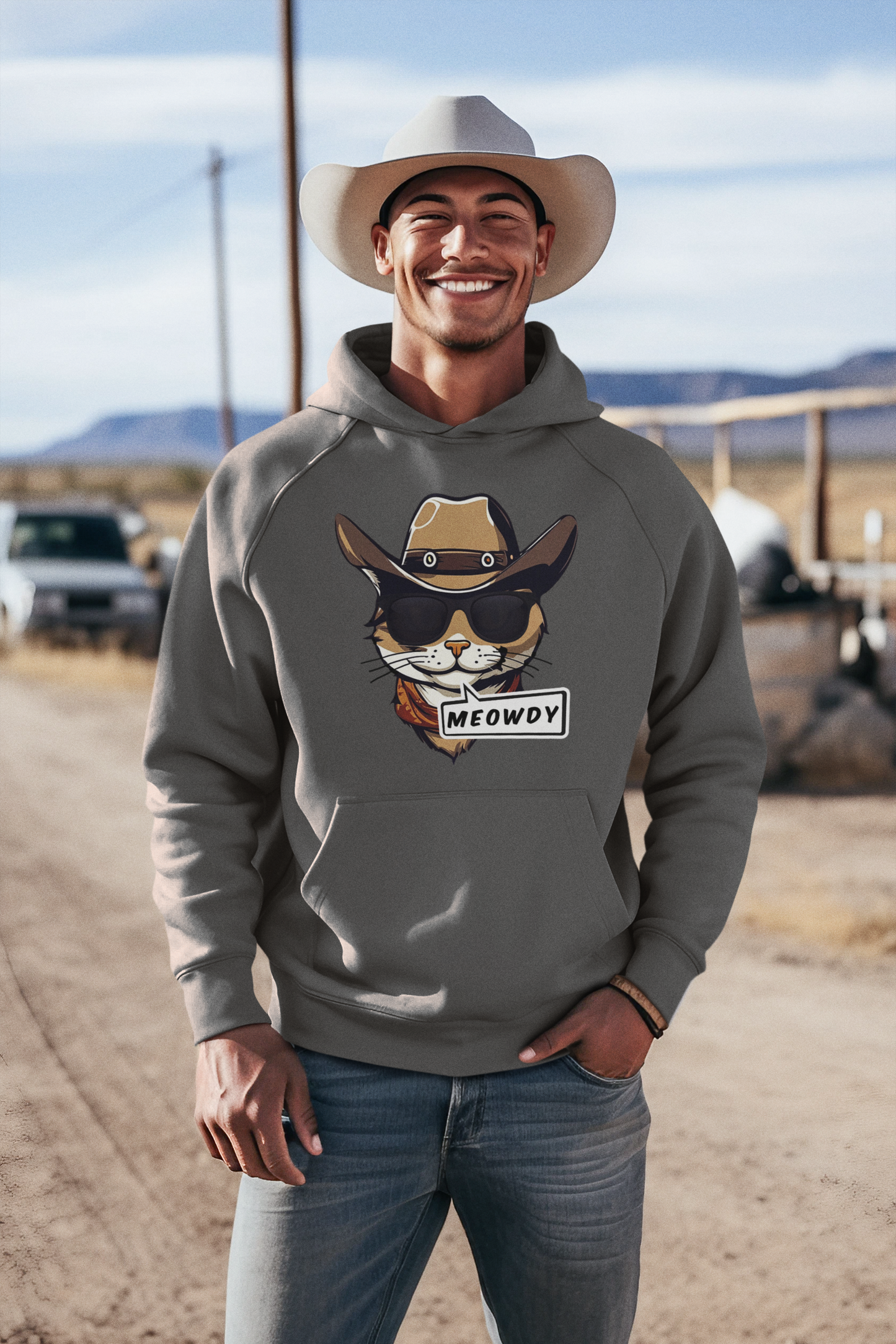 Adult Cowboy Meowdy Hooded Sweatshirt