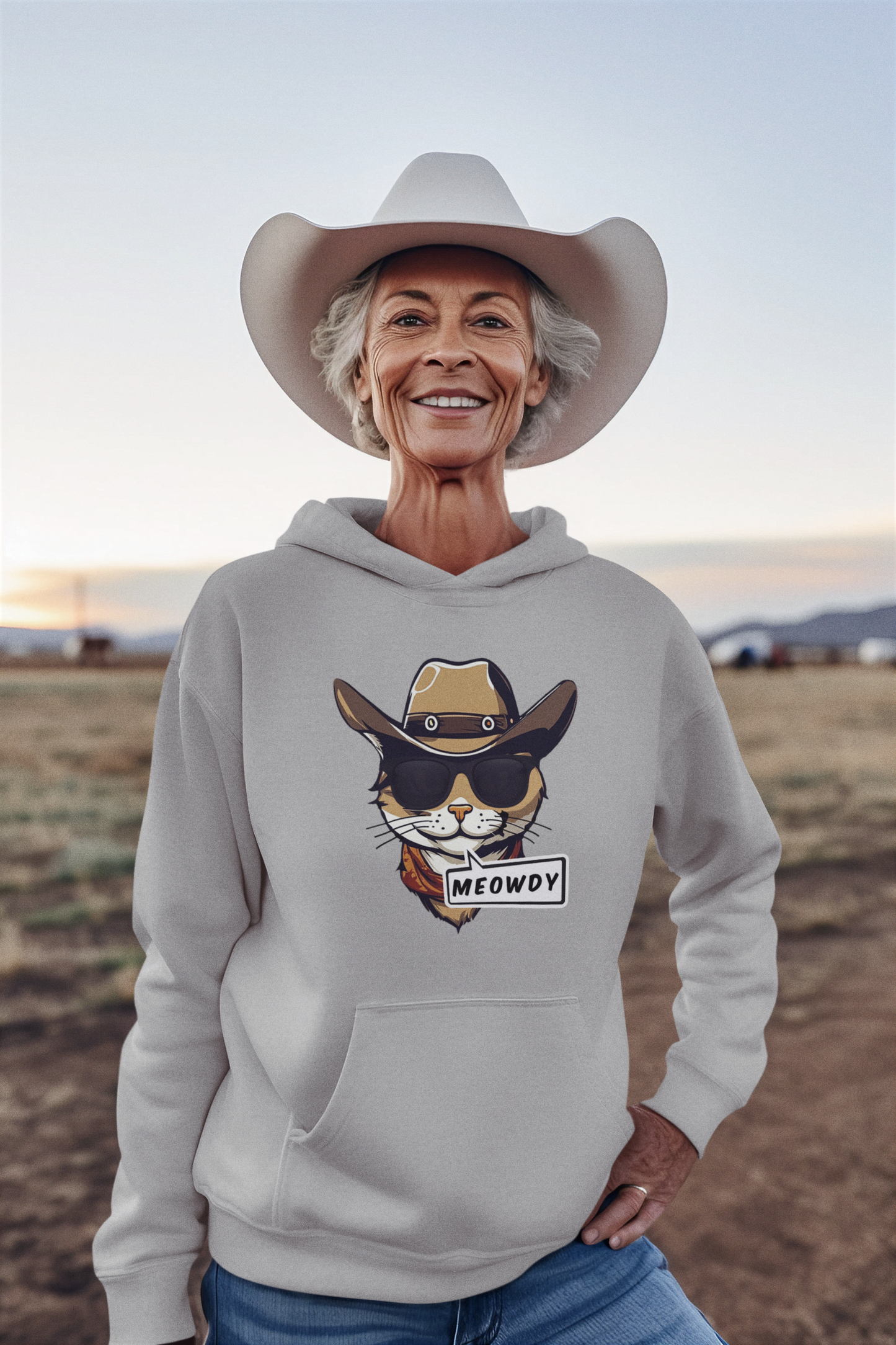 Adult Cowboy Meowdy Hooded Sweatshirt