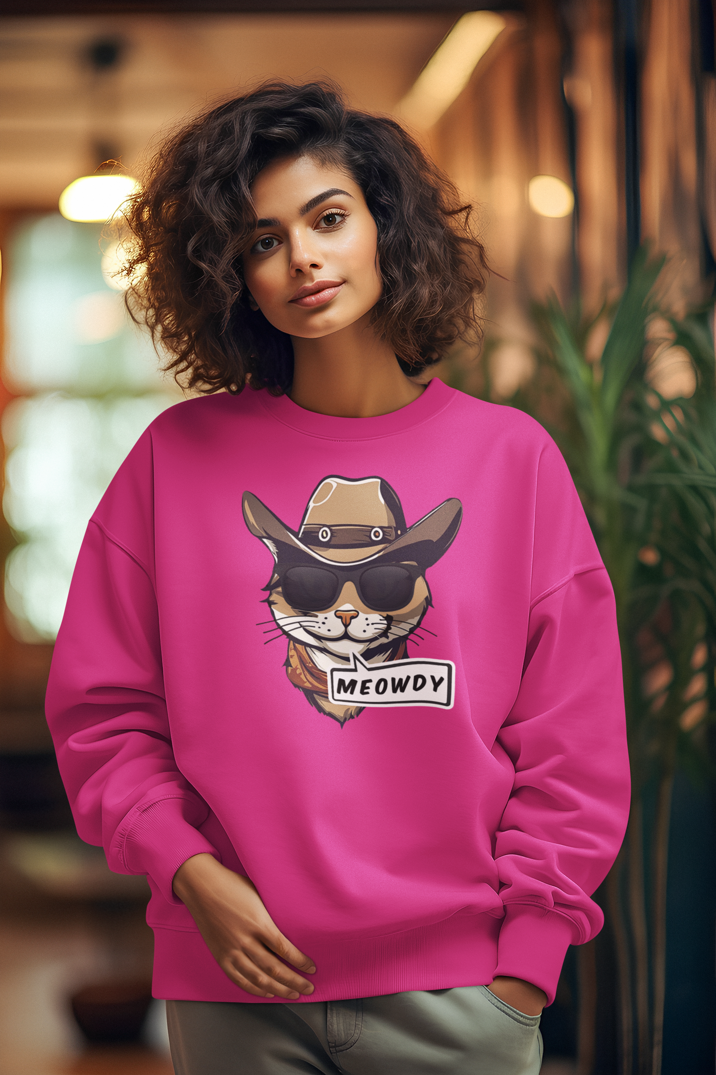 Adult Crewneck Cowboy Meowdy Sweatshirt