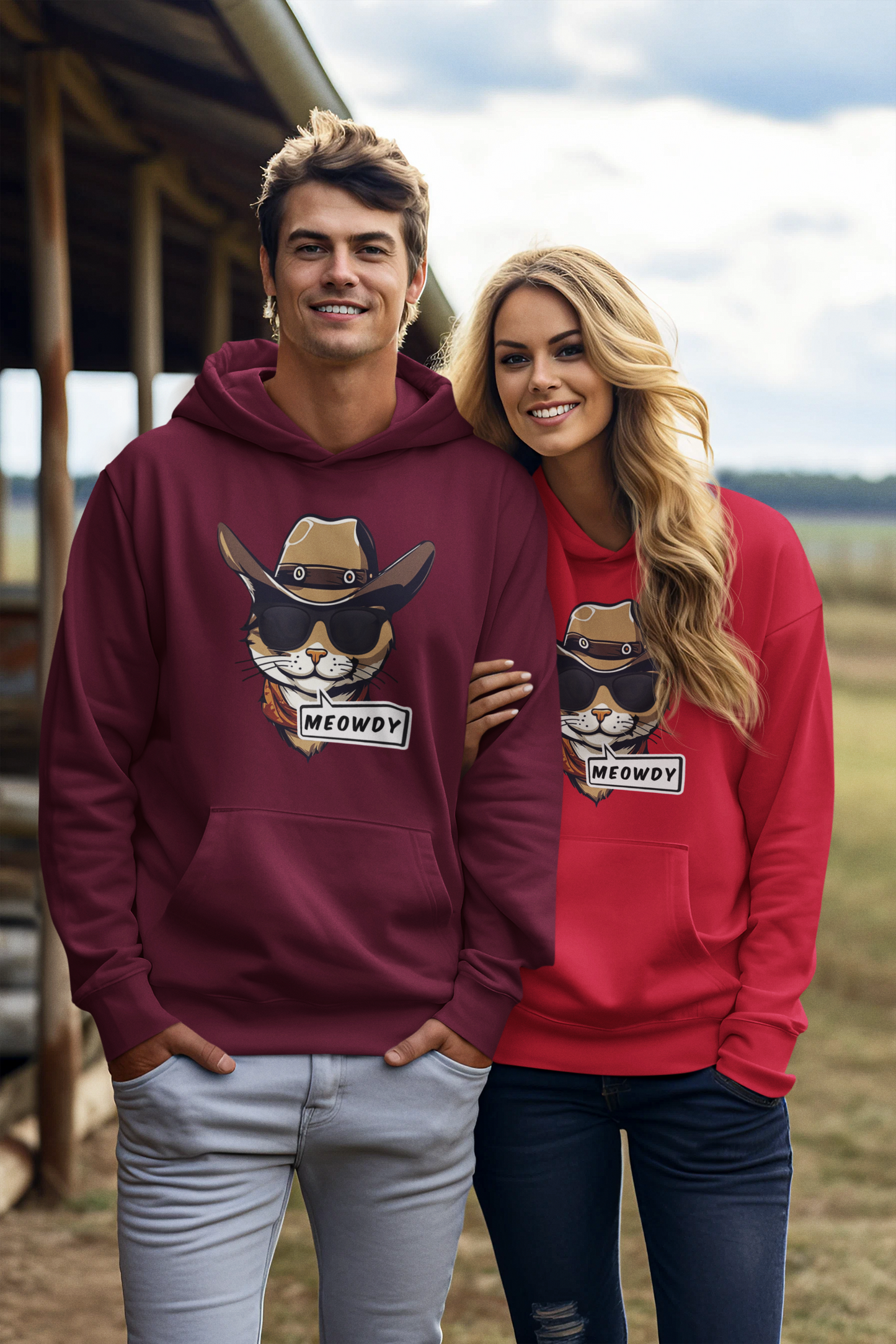 Adult Cowboy Meowdy Hooded Sweatshirt