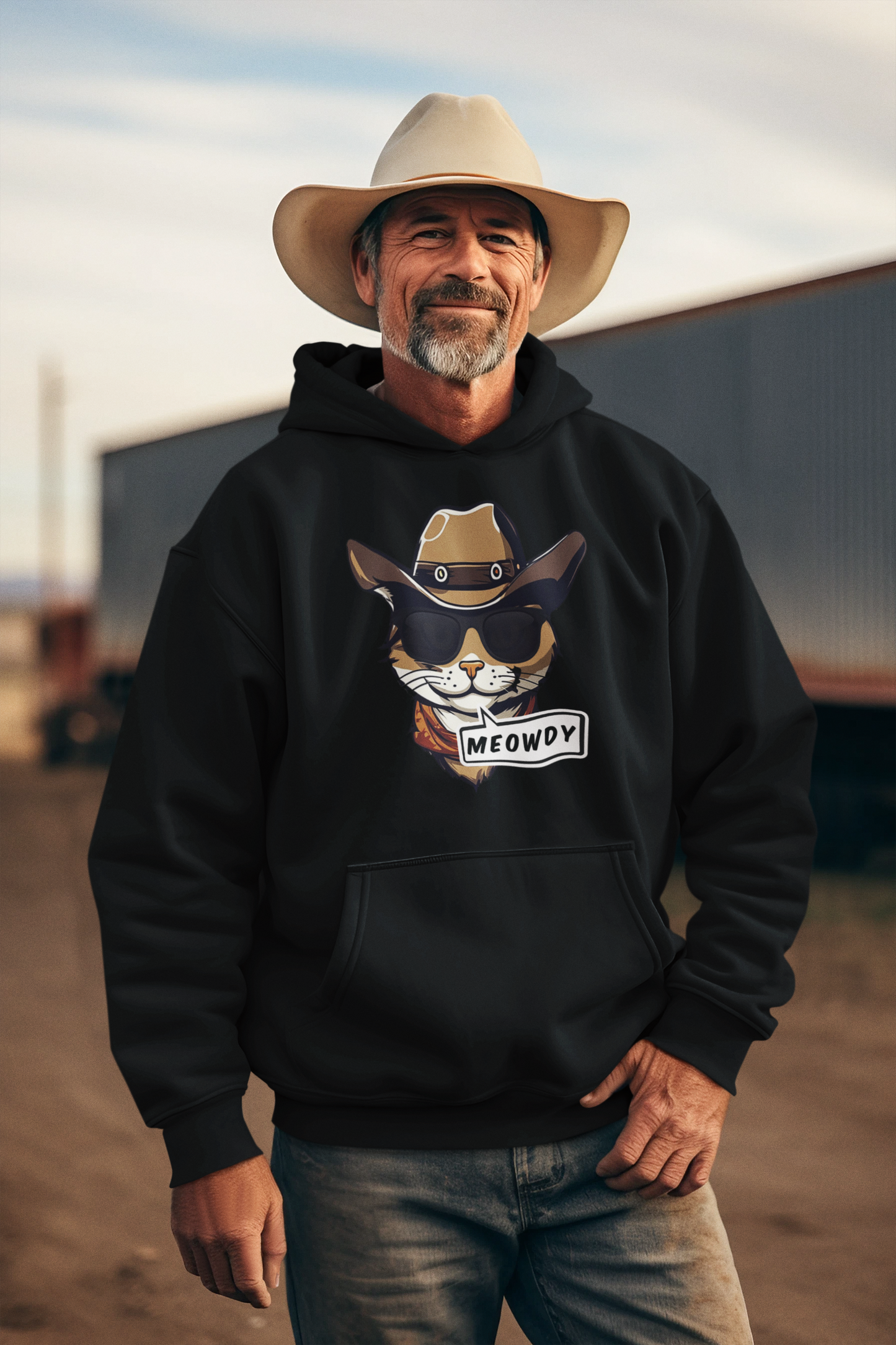 Adult Cowboy Meowdy Hooded Sweatshirt